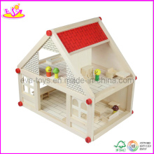 Maison de poupée en bois, avec 4 Set Mini Furntiures (W06A033) Maison de poupée Ooden Toy, populaire et chaud Vente Kids Furntiure en bois (W06A033)